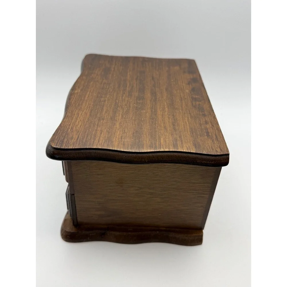 Centurion Vintage Wooden Jewelry‎ Box Mirror Mustard Yellow Velvet Ring Drawer
